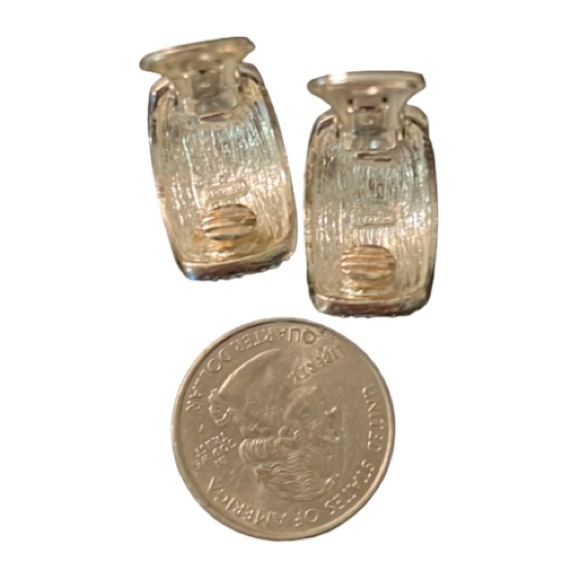 Christian DIOR Silver Plated Paved Swarovski Crystal Demi Hoops Clip Ons - Picture 5 of 8